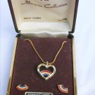Marquis Collection set heart necklace and stud earrings patriotic theme Marquis Collection set heart necklace and stud earrings patriotic theme