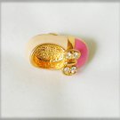 Avon pin pink enamel shoe with rhinestones gold tone lapel pin