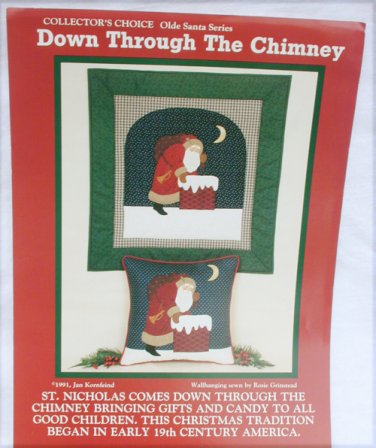 St. Nicholas Santa by the Chimney quilt pillow pattern Country Appliques