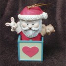 Lustre Fame Santa in toy box Christmas ornament 1992 2.5" great shape Lustre Fame Santa in toy box Christmas ornament 1992 2.5" great shape