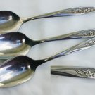 Superior stainless 3 soup oval spoons flowers on handle flatware