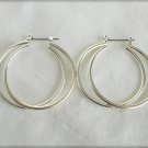 Double ring hoop earrings silverplated 1 1/2" diameter