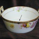 Nippon double handle bowl painted flowers 5 1/2" white porcelain