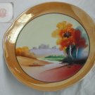 Chikaramachi lustre ware split handle 9 1/2" large bowl castle scene hand painted