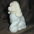 Avon Lady Spaniel dog bottle custard glass bottom plastic head empty