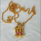 2 turtle doves in cage pendant necklace gold tone 27" heavy chain 2 turtle doves in cage pendant necklace gold tone 27" heavy chain