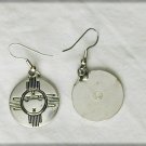 Indian Western design round earrings fish hook mounting silver tone Indian Western design round earrings fish hook mounting silver tone