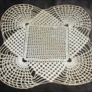 Doily square center scalloped corners 9x9 inch light ecru hand crochet Doily square center scalloped corners 9x9 inch light ecru hand crochet