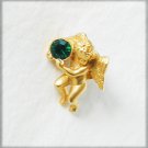 Avon Angel pin green rhinestone gold tone lapel brooch Avon Angel pin green rhinestone gold tone lapel brooch