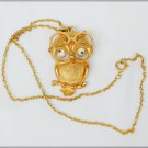 FAB necklace owl with movable glasses gold tone 16" chain marked jewelry FAB necklace owl with movable glasses gold tone 16" chain marked jewelry