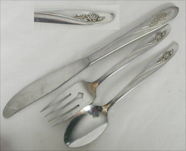 Oneida Rose stainless flatware dessert fork spoon knife