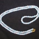 Blue white pink 3 twisted strand small bead necklace modern jewelry 32"