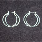 Silver plated double hoop earrings 1 3/8" diameter nice
