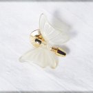 Avon butterfly lapel pin frosted plastic wings move on gold tone stem Avon butterfly lapel pin frosted plastic wings move on gold tone stem