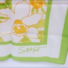 Avon scarf signed S. W. Kent made Japan polyester mint green with flowers 26x27"