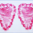 2 Pineapple doily appliques rose pink 6x5" hand crocheted clean never used