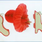 3 Honeycomb bells tissue paper feel red vintage 5" Christmas decorations 3 Honeycomb bells tissue paper feel red vintage 5" Christmas decorations