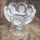 Fostoria Coin pedestal dish small compote frosted eagles stars/torches 3 7/8"