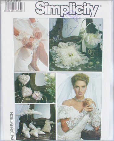Simplicity 8530 bridal accessory pattern gloves purse ring bearer pillow garter