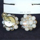 Clip earrings pink clear beads Made Japan on original card vintage