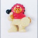 Hard plastic Indian toy miniature figurine 1 7/8" tall holds tom tom head dress Hard plastic Indian toy miniature figurine 1 7/8" tall holds tom tom head dress