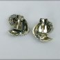 Clip earrings amber stone silver tone swirl setting