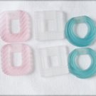 Earrings jackets hard plastic pink aqua clear set of 3 Avon ? Earrings jackets hard plastic pink aqua clear set of 3 Avon ?