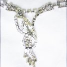 Rhinestone necklace pronged stones center drop design vintage jewelry