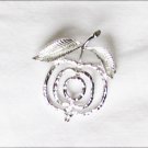 Sarah Coventry apple or peach silver tone pin marked retro jewelry Sarah Coventry apple or peach silver tone pin marked retro jewelry