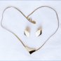 Park Lane necklace & earring set cream black enamel pendant gld tone chain