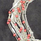 16 strand vintage necklace orange bead accents gold tone chunky retro jewelry 16 strand vintage necklace orange bead accents gold tone chunky retro jewelry