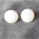 Trifari crown faux pearl button earrings 7/8" diameter clip on