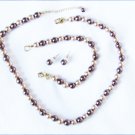 Roman RMN necklace bracelet & stud earrings jewelry light dark bronze beads