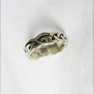 Sterling ring knot pattern size 10 band 1/4" wide black accents