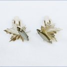 Cuff links silver tone leaves with black rhinestone Cuff links silver tone leaves with black rhinestone