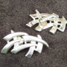 Coro clip on earrings silver tone abstract curved lines