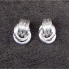 Sarah Coventry stud earrings silver tone double ring drop good