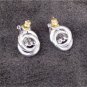 Sarah Coventry stud earrings silver tone double ring drop good
