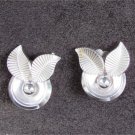 Coro clip on earrings silver tone button like with leaves vintage Coro clip on earrings silver tone button like with leaves vintage
