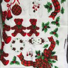 Christmas fabric appliques teddy bears ornaments bows red green plaids Cranston