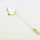 Trifari crown silver tone oak leaf stick lapel pin