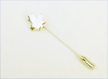 Trifari crown silver tone oak leaf stick lapel pin