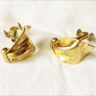 Napier gold tone leaf earrings spring clip with screw marked jewelry