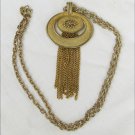 Avon burnished gold tone pendant with beads & tassel 24" chain c 1990s Avon burnished gold tone pendant with beads & tassel 24" chain c 1990s