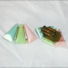 Western Germany clip earrings plastic stones pastel pink green blue marked