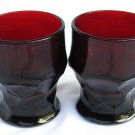 2 Ruby red Georgian vintage glasses 3 1/4" tall tumblers 2 Ruby red Georgian vintage glasses 3 1/4" tall tumblers