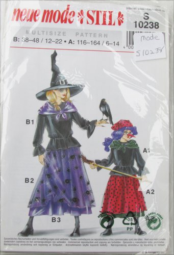 Witch costume pattern Germany Neue mode girls size 6 to 14 women sizes 12 to 22 UNCUT pattern