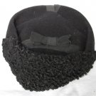 Vintage 1940 hat Persian wool front black wool cap split back Vintage 1940 hat Persian wool front black wool cap split back