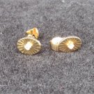 Avon clip earrings gold tone oval center rhinestone small less than 1/2" long