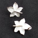 Pastelli clip leaf earrings gold tone back white enamel front vintage jewelry Pastelli clip leaf earrings gold tone back white enamel front vintage jewelry